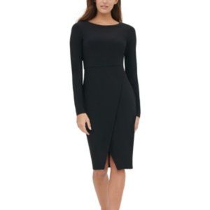 Tommy Hilfiger Black Long Sleeve Wrap Sheath Dress